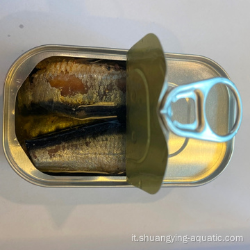 Sardine in scatola ovale all&#39;ingrosso in olio vegetale 125G